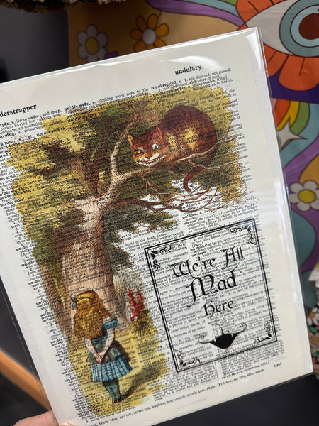 COLOUR We're All Mad Here Alice in Wonderland  Dictionary Print
