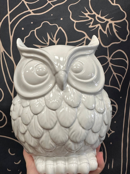 Large White Owl Decor (Open Top)