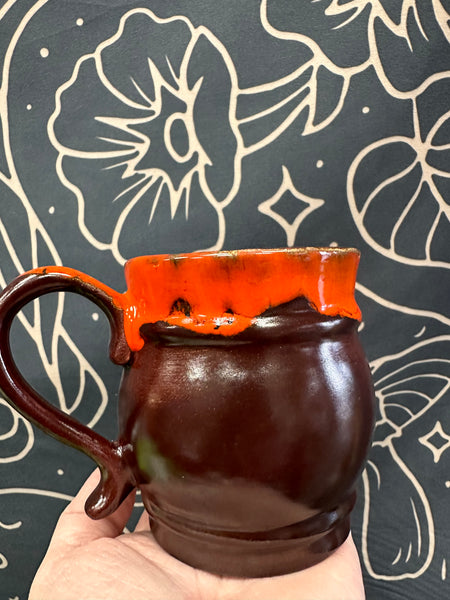 Brown and Orange Drip Canadian Pottery Mug