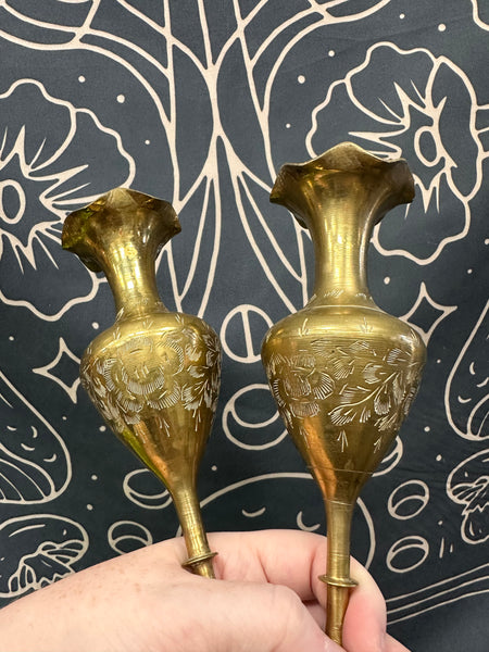 Ornate Brass Candlesticks (Set of 2)