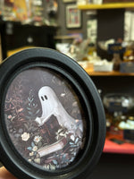 Oval Framed Reading Sheet Ghost Wall Art