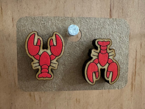 Lobster Wooden Stud Earring