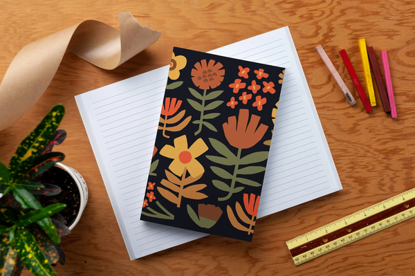 Chunky Floral 70's Colour Scheme Notebook