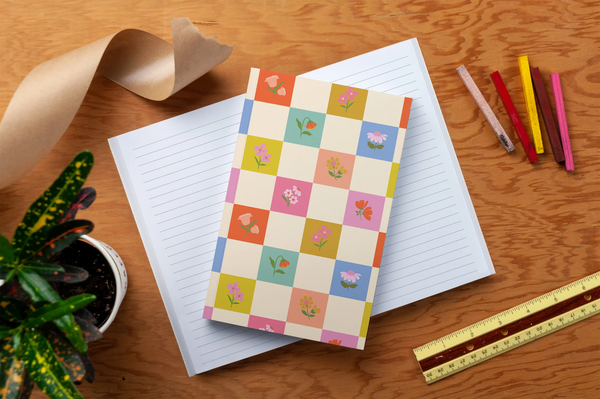Petals and Checkers Classic Notebook