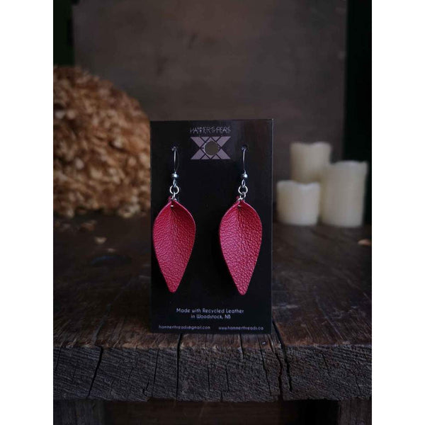 Pinched Leaf Recycled Leather Earrings