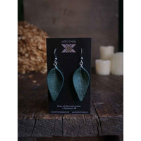 Pinched Leaf Recycled Leather Earrings