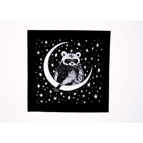Celestial Raccoon Screen Printed Patch