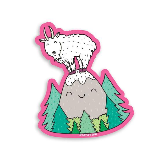 Happy Mountain Goat Vinyl Sticker