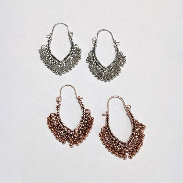 Dangling Bead Hoop Earrings