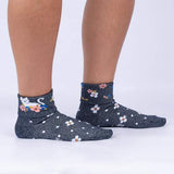 Sitting Kitty Turn Cuff Socks with Shimmer