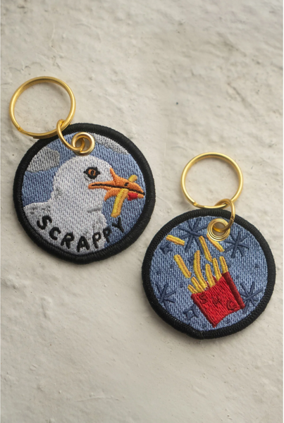 Scrappy Seagull Embroidered Keychain