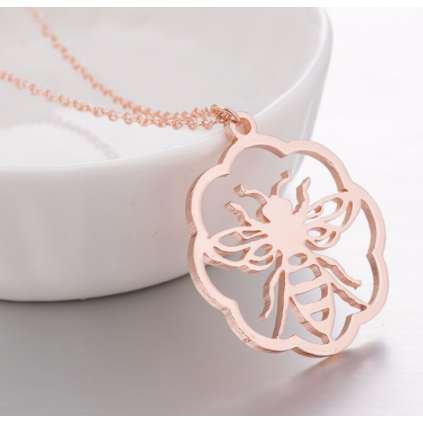 Rose Gold Bee Pendant Necklace
