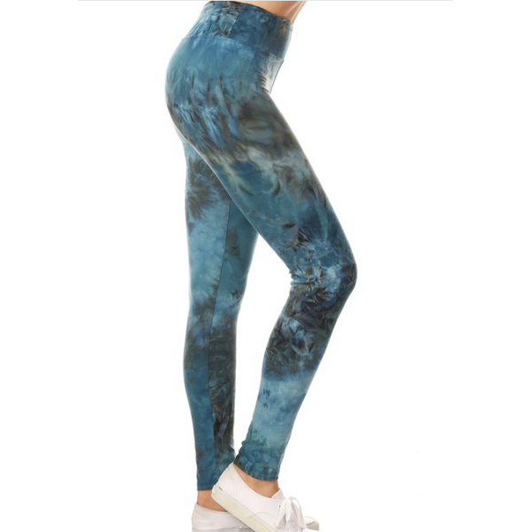 Teal and Blue Tie Dye Leggings