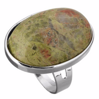 Natural Stone Resizable Ring - Silver Finish
