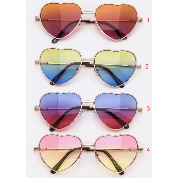 Metal Heart Framed Ombre Sunglasses
