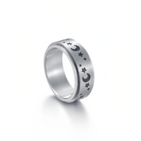 Moon & Star Titanium Spinner Ring