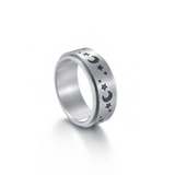 Moon & Star Titanium Spinner Ring