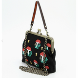 Mushroom Kiss Lock Purse - Black