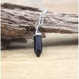 Natural Stone Charm Necklace w/ Silver Chain - Assorted Stones