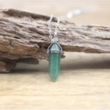 Natural Stone Charm Necklace w/ Silver Chain - Assorted Stones