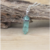 Natural Stone Charm Necklace w/ Silver Chain - Assorted Stones