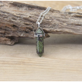 Natural Stone Charm Necklace w/ Silver Chain - Assorted Stones