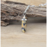 Natural Stone Charm Necklace w/ Silver Chain - Assorted Stones