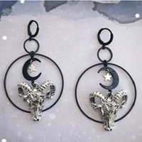 Ram's Head and Moon Statement Earrings