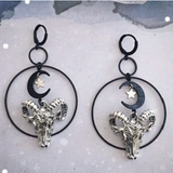 Ram's Head and Moon Statement Earrings