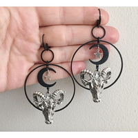 Ram's Head and Moon Statement Earrings