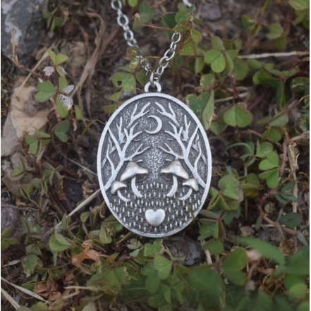 Oval Mushroom Pendent Necklace