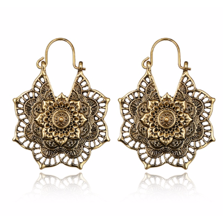 Small Floral Hoop Earrings