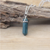 Natural Stone Charm Necklace w/ Silver Chain - Assorted Stones