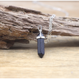 Natural Stone Charm Necklace w/ Silver Chain - Assorted Stones