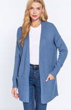 Open Front Cardigan with Ribbed Detail