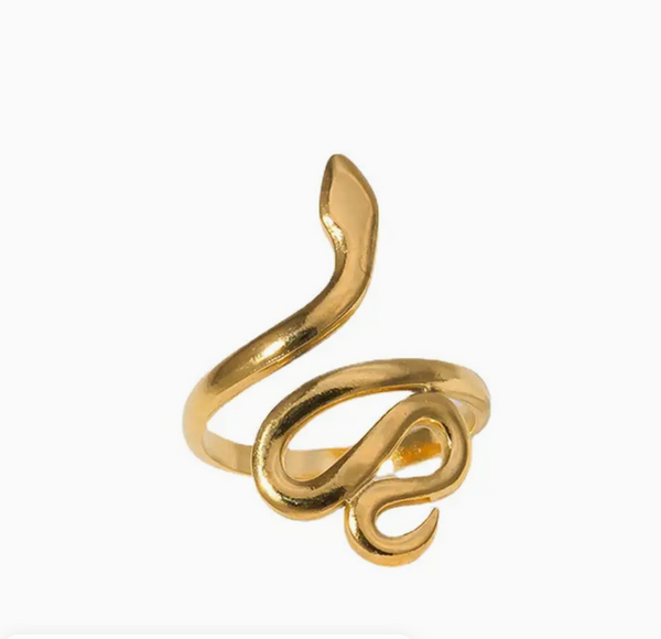 Adjustable Gold Plated Snake Ring