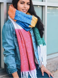 Rainbow Colour Block Blanket Scarf