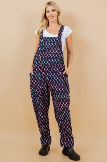 Mushroom Print Overalls