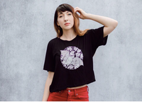 Vampire Bat Open Neck Cropped Tee