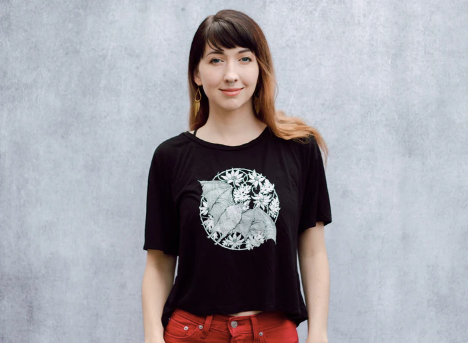 Vampire Bat Open Neck Cropped Tee