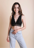 Padded Plunge Alencon Lace Bralette - Assorted Colours