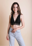 Padded Plunge Alencon Lace Bralette - Assorted Colours