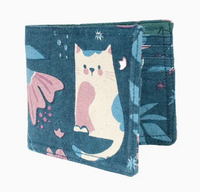 Cat & Flower Canvas Wallet - Assorted Colours