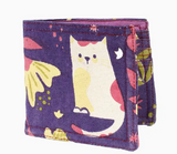 Cat & Flower Canvas Wallet - Assorted Colours