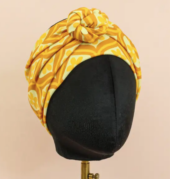 Retro Mustard Daisy Wrap and Tuck Style Head Band