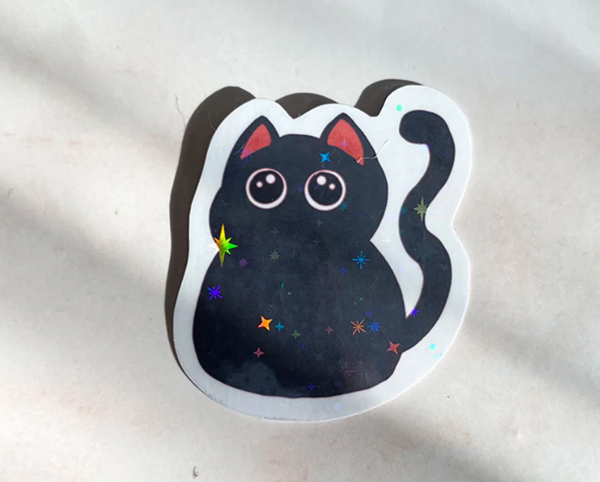 Black Cat Holographic Vinyl Sticker