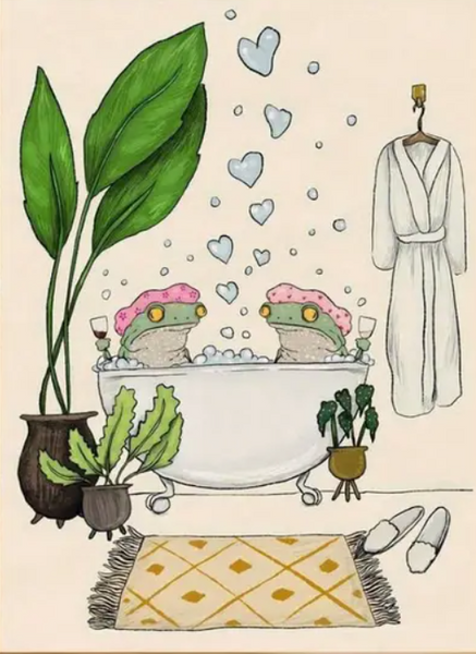 8x10 Frog Bathtub Wall Art