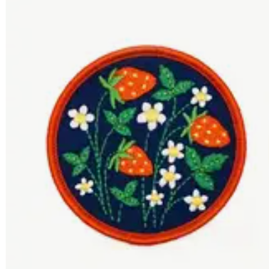 Strawberry Circle Iron on patch
