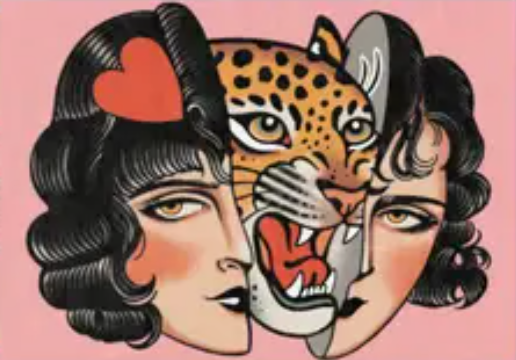 8x10 Traditional Tattoo Leopard Lady Print
