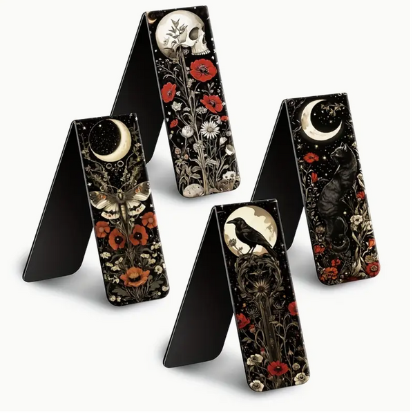 Gothic Night Floral Magnetic Bookmarks